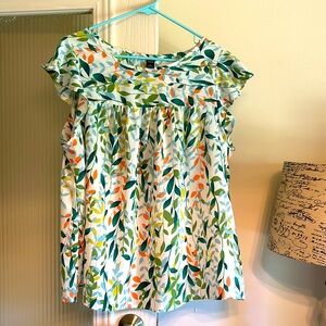 #A030 NWOT Emery Rose Boho Tropical Print Top (1X)